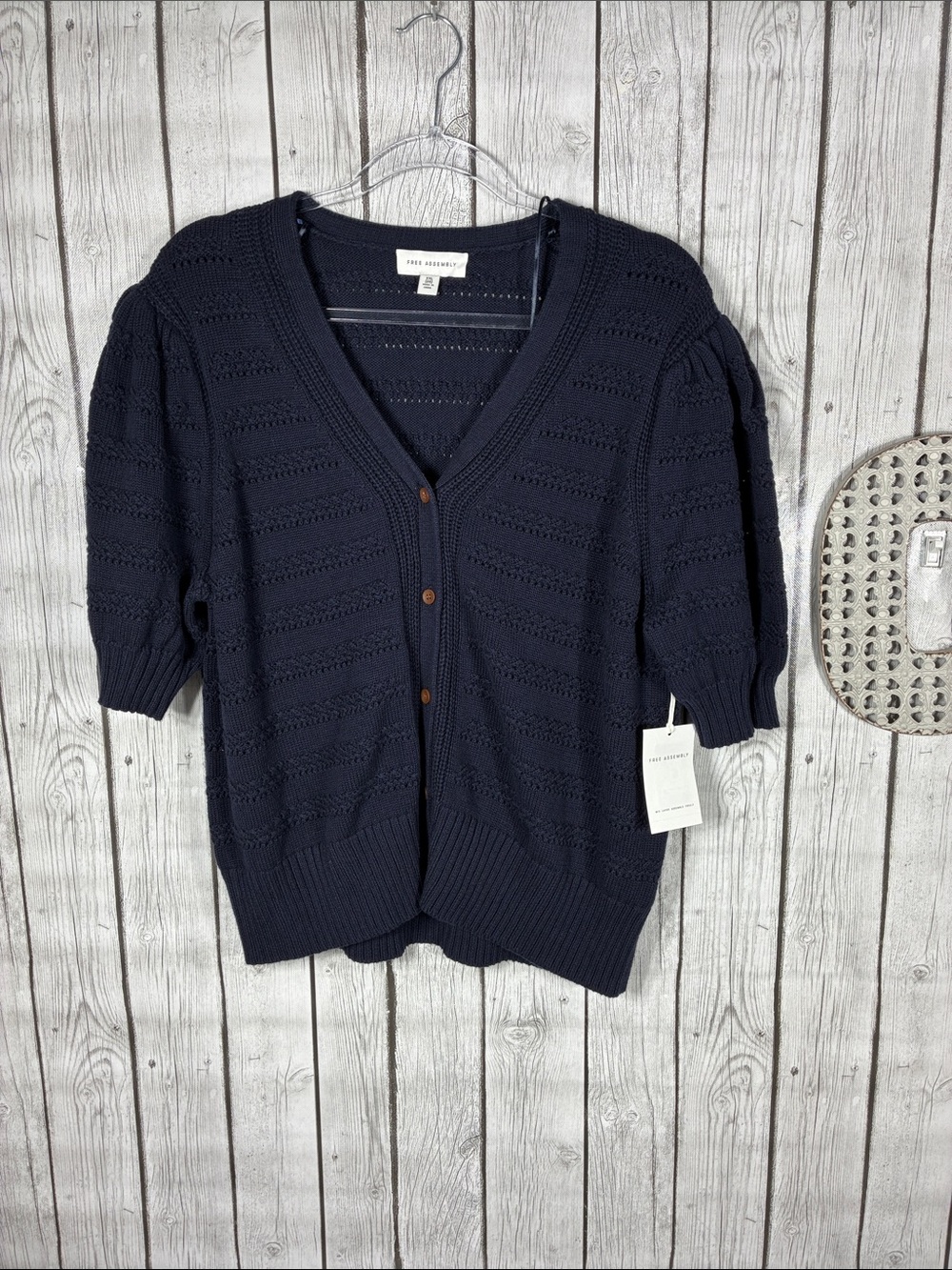 Free Assembly| Puff Sleeve Crochet Cardigan Size XXL - Picture 3 of 13
